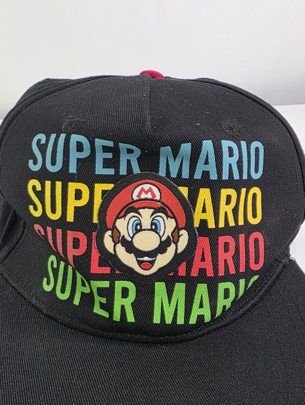 Nintendo Super Mario Hat Cap Snap Back One Size Black Mens Cartoon Video Game.